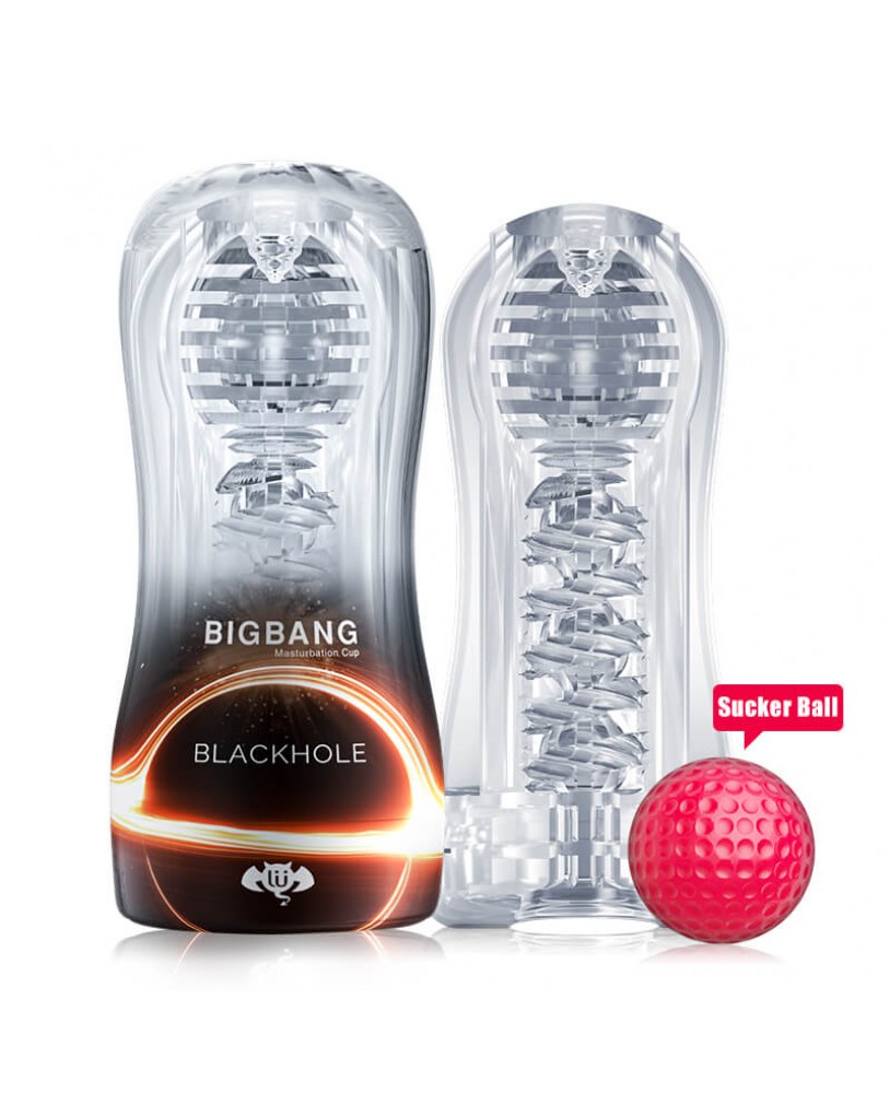 US - 4D BIGBANG Passion Masturbation Cup With Red Sucker Ball (BLACK HOLE)