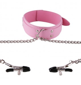 MIZZZEE Pink Neck Collar & Nipple Clamp