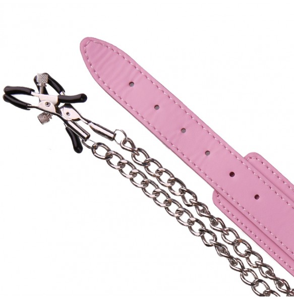 MIZZZEE Pink Neck Collar & Nipple Clamp