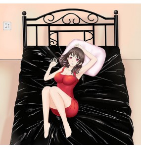 MIZZZEE - PVC Waterproof Sex Fun Bed Sheets (Black)