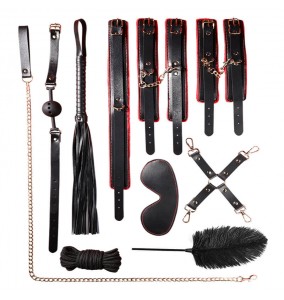MizzZee - SM Upgrade Bondage 10 Pieces Set (Black Red)
