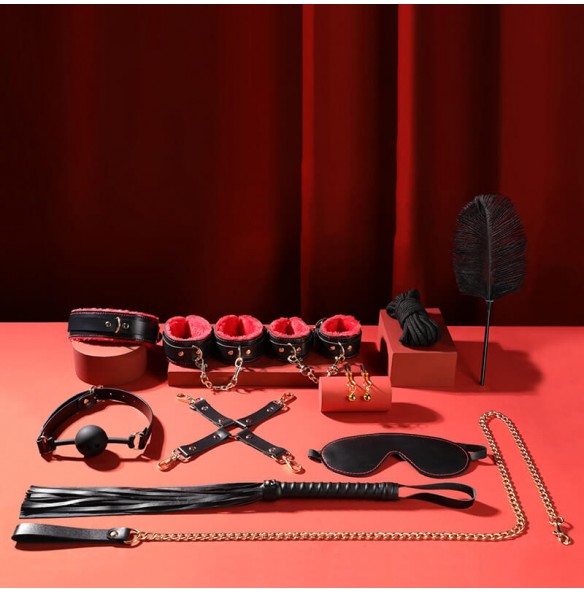 MizzZee - SM Upgrade Bondage 10 Pieces Set (Black Red) MizzZee - SM Upgrade Bondage 10 Pieces Set (Black Red)