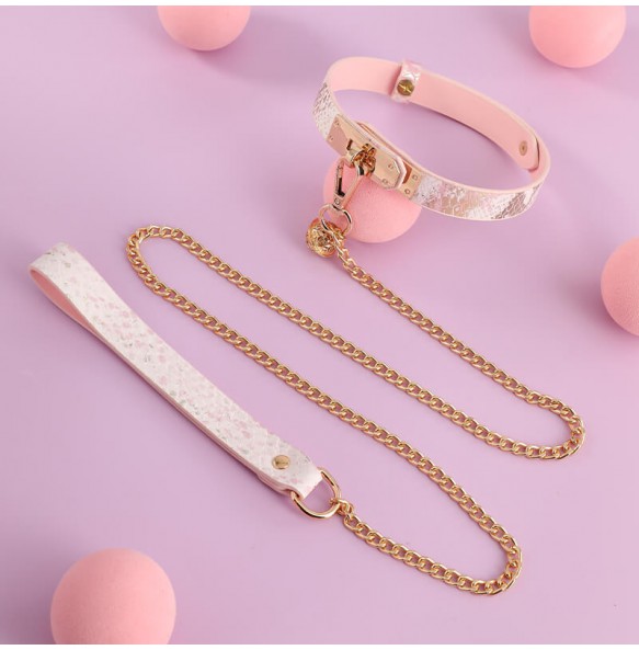 MizzZee - Snake Print Bell Leash Collar SM