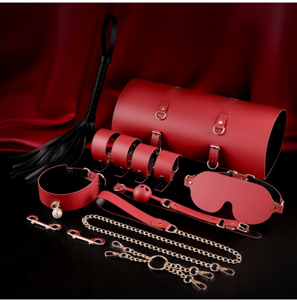 MizzZee - Black Red Leather Roll-Up Bondage BDSM Kit MizzZee - Black Red Leather Roll-Up Bondage BDSM Kit