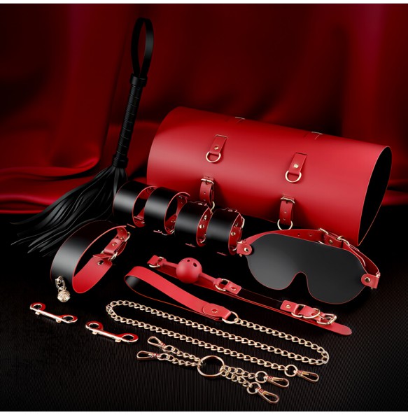 MizzZee - Black Red Leather Roll-Up Bondage BDSM Kit MizzZee - Black Red Leather Roll-Up Bondage BDSM Kit