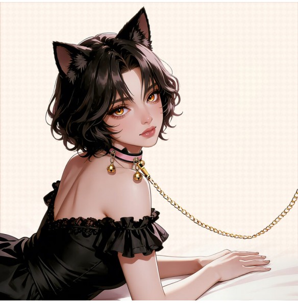 MizzZee - Cat Ear Collar With Leash SM MizzZee - Cat Ear Collar With Leash SM