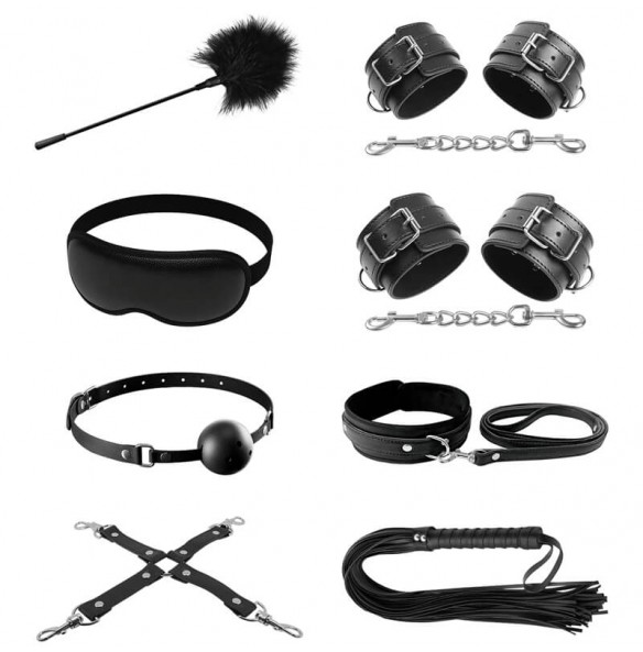 PRETTY LOVE - BDSM Kit 8 Pieces Set (Black) PRETTY LOVE - BDSM Kit 8 Pieces Set (Black)