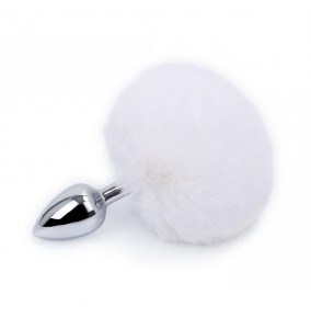 DIMZ Rabbit Tail Metal Anal Butt Plug (White)