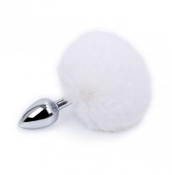 DIMZ Rabbit Tail Metal Anal Butt Plug (White)