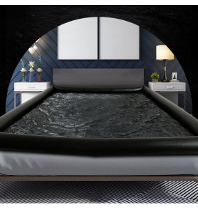 MIZZZEE - Inflatable Bedding Sheet Waterproof Flirting Bed (Black)