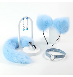 MizzZee - Blue Fox Tail Anal Plug Set (4 Pieces)
