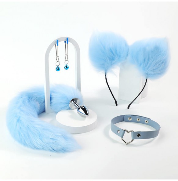 MizzZee - Blue Fox Tail Anal Plug Set (4 Pieces)