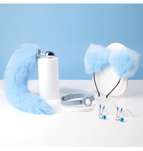 MizzZee - Blue Fox Tail Anal Plug Set (4 Pieces)