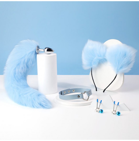 MizzZee - Blue Fox Tail Anal Plug Set (4 Pieces)