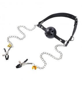 MizzZee - Nipple Clamps With Mouth Gag