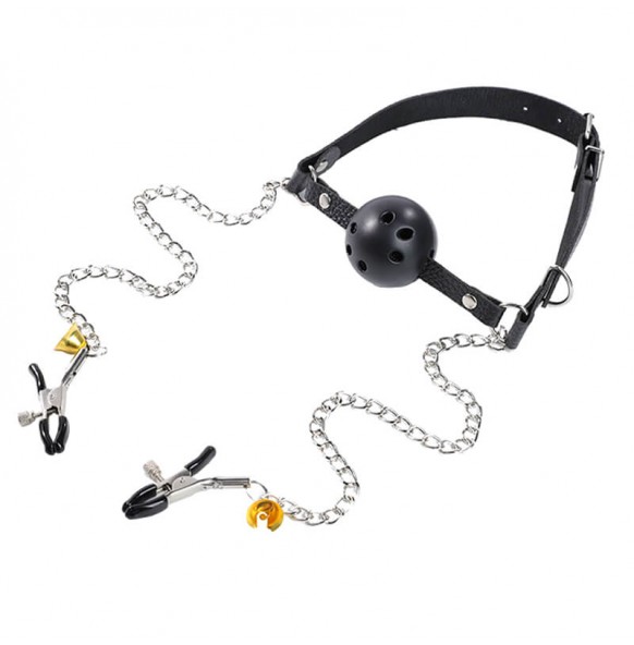 MizzZee - Nipple Clamps With Mouth Gag MizzZee - Nipple Clamps With Mouth Gag