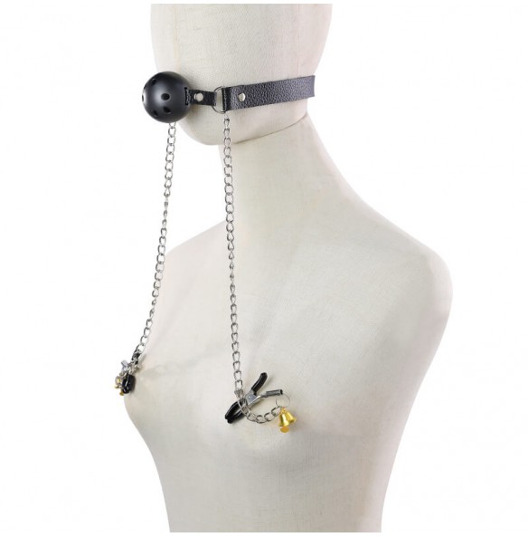 MizzZee - Nipple Clamps With Mouth Gag MizzZee - Nipple Clamps With Mouth Gag